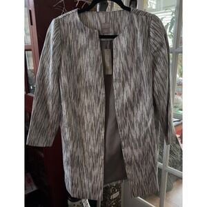 Chicos Travelers Collection Lurex Sweater Jacket Gray Metallic Chicos Sz 1 $139‎